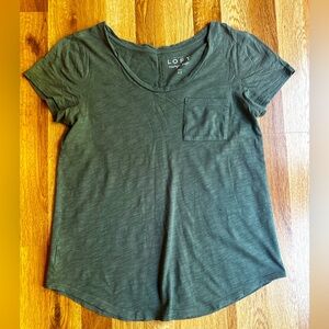 Loft soft cotton pocket tee shirt top olive green size xs